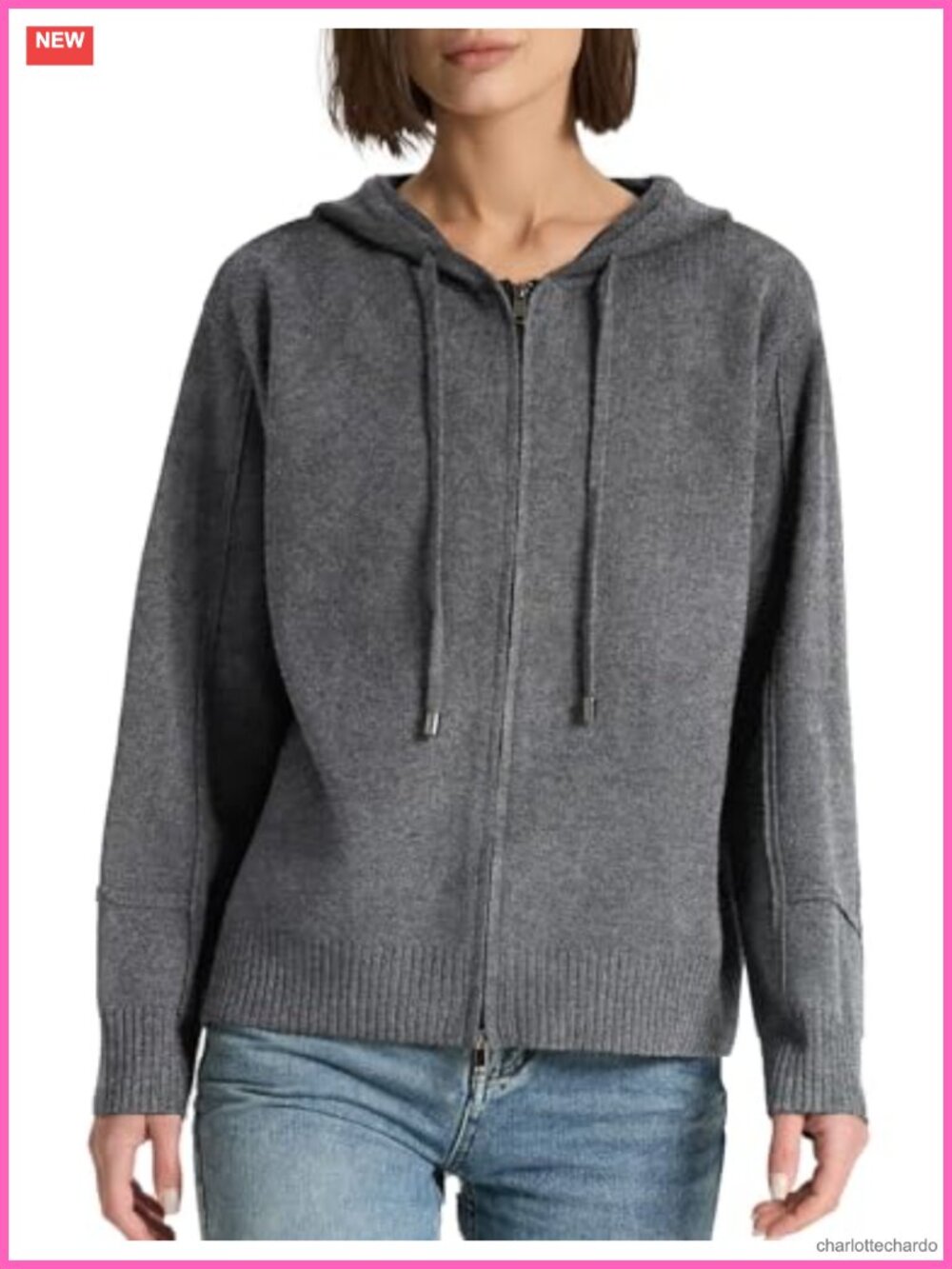 Full Zip Up Hoodie Cardigan Long Sleeve Drawstring Knit Sweater